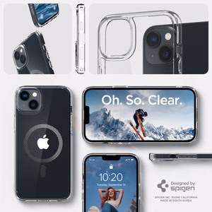 Spigen Ultra Hybrid Mag -kotelo MagSafella iPhone 14 Plus -puhelimelle - kirkkaanharmaa