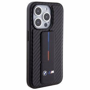 BMW Grip Stand Smooth & Carbon Suojakuori iPhone 15 Pro:lle - musta