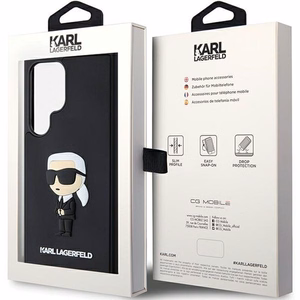 Karl Lagerfeld 3D Rubber Ikonik NFT Suojakuori Samsung Galaxy S24 Ultra:lle - musta