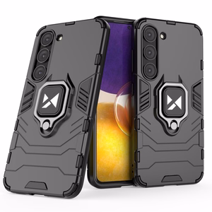Wozinsky Ring Armor suojakuori Samsung Galaxy S23:lle panssaroitu kuori magneettinen pidike rengas musta