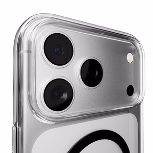Puro Lite Mag TPU+PC suojakuori MagSafe-yhteensopiva iPhone 17 Pro:lle - läpinäkyvä mustalla renkaalla