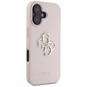 Guess Grained Big 4G Logo Small Classic Logo suojakuori iPhone 16:lle - vaaleanpunainen