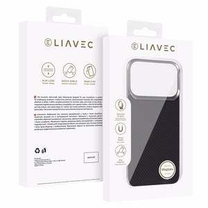 Liavec Carbon Layer Magsafe Aramid Fiber suojakuori Iphone 17 Pro Max musta