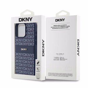 DKNY Nahkainen Mono Raita ja Metallinen Logo Suojakuori iPhone 15 Pro Max:lle - sininen