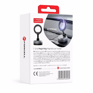 Forcell F-Grip Magic Mag magneettinen autoteline puhelimelle imukupilla, MagSafe-yhteensopiva – musta