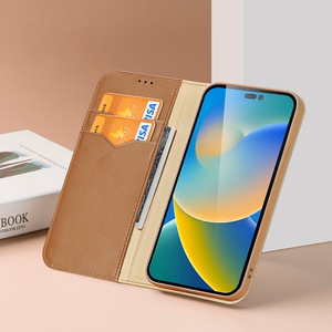 Dux Ducis Hivo Nahka Flip Cover Aidon nahan lompakko korteille ja asiakirjoille iPhone 14 Pro Ruskea