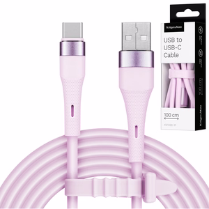 Kruger&Matz Basic USB–USB-C-silikonikaapeli, 1 m, vaaleanpunainen