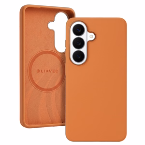 Liavec Silky suojakuori metallisella kamerakehyksellä Samsung Galaxy S26 Plus -puhelimelle oranssi