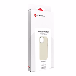 Case for iPhone 15 Forcell F-Protect Frame Premium compatible with Magsafe antique white