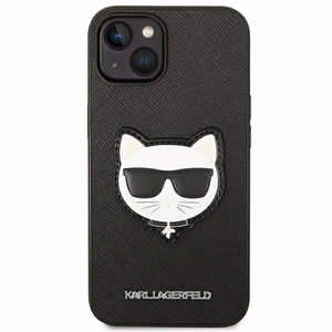 Karl Lagerfeld Saffiano Choupette Head Patch kotelo iPhone 14 Plus - musta