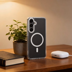 Suojakuori Samsung S26 PLUS Frame Clear Hybrid Mag Cover yhteensopiva MagSafe kanssa läpinäkyvä