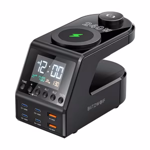 Blitzwolf BW-FW10 herätyskello laturilla 2xUSB-A, 4xUSB-C, 240W