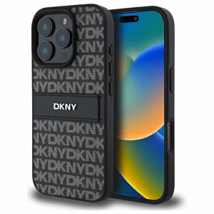 DKNY Texture Pattern Tonal Stripe Suojakuori iPhone 16 Pro Max:lle - musta