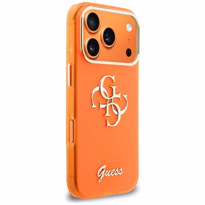 Guess IML 4G Script Metal Suojakuori iPhone 17 Pro:lle - Oranssi