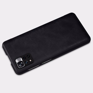 Nillkin Qin Kotelo Asia Asia Xiaomi Redmi Note 11 Pro + (Kiina) / Redmi Note 11 Pro (Kiina) / Mi11i HyperCharge Camera Protector Holster Cover Flip Case Brown