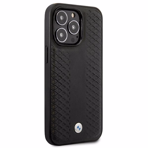 BMW Nahkainen Diamond Pattern Suojakuori iPhone 14 Pro:lle - musta