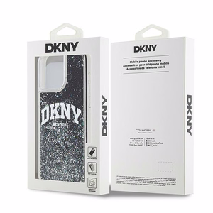 DKNY suojakuori iPhone 15 Pro Max 6,7' DKHCP15XLBNAEK musta HC nestemäiset kimalteet kaarilogolla