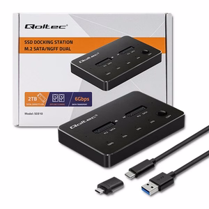 Qoltec 50310 Drive docking station 2x SSD M.2 SATA | NGFF | USB Type C