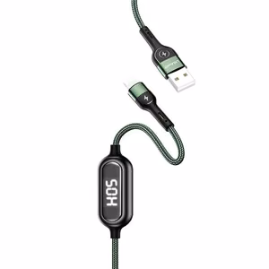 USAMS Punottu kaapeli U48 Lightning 1,2m 2A Fast Charging LED vihreä