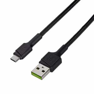 Green Cell KABGC25 USB-A–USB-C-kaapeli, 0.3 m, musta