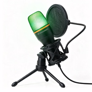 Wozinsky Studio Gaming USB-tietokonemikrofoni RGB-valaistulla jalustalla – musta