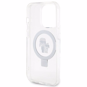 Karl Lagerfeld KLHMP15LHMRSKCH iPhone 15 Pro 6.1 valkoinen/valkoinen kovakuori Ring Stand Karl&Choupette MagSafe