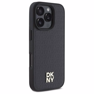DKNY Repeat Pattern Stack Logo MagSafe Suojakuori iPhone 16 Pro:lle - musta