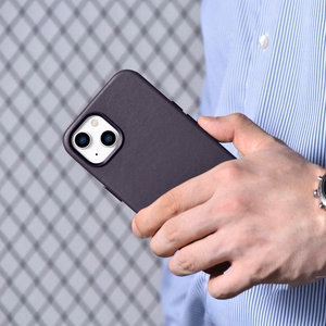 iCarer Kotelo Nahkakotelo Kotelo iPhone 14 Plus tumman violetti (MagSafe-yhteensopiva)