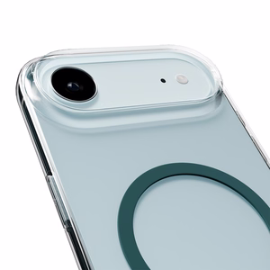 Puro Lite Mag TPU+PC suojakuori MagSafe-yhteensopiva iPhone 17 Air:lle - läpinäkyvä turkoosilla renkaalla
