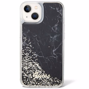 GUESS Suojakuori iPhone 13 / 14 / 15:lle GUHCP14SLCSGSGK (Liquid Glitter Marble) musta