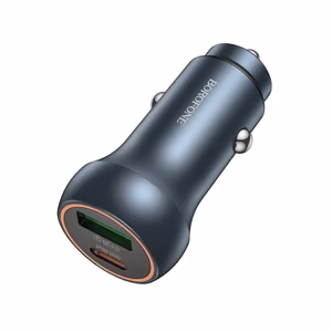 Borofone BZ32B Fresh -autolaturi - USB + Type C - QC 3.0 PD 48W, harmaa
