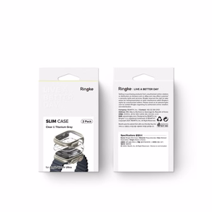 Ringke Slim 2-pack Suojakuori Apple Watch Ultra 1/2 (49mm) - Läpinäkyvä & Titanium