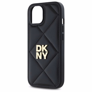 DKNY Quilted Stack Logo Suojakuori iPhone 15:lle - musta
