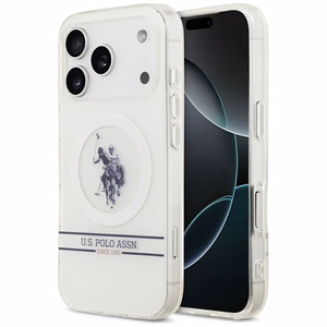 US Polo DH and Bottom Stripe Logo MagSafe Suojakuori iPhone 17 Pro:lle - Valkoinen