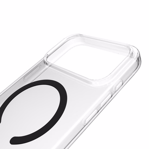 Puro Lite Mag TPU+PC suojakuori MagSafe-yhteensopiva iPhone 17 Pro Max:lle - läpinäkyvä mustalla renkaalla