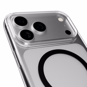 Puro Lite Mag TPU+PC suojakuori MagSafe-yhteensopiva iPhone 17 Pro:lle - läpinäkyvä mustalla renkaalla