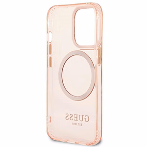 Guess Gold Outline läpinäkyvä MagSafe suojakuori iPhone 13 Pro Max:lle - vaaleanpunainen