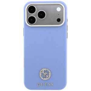 Guess Grained Round Strass Logo MagSafe -suojakuori iPhone 18 Pro Max / 17 Pro Max – sininen