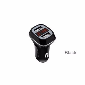 Borofone BZ3 Joyroad autolaturi 2 USB-A-liitännällä, 12 W, digitaalinäytöllä, musta