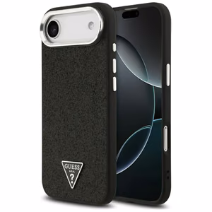 Guess Glitter Triangle Logo MagSafe -suojakuori iPhone 17 Air - musta