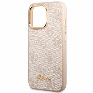 Guess 4G Vintage Gold Logo kotelo iPhone 14 Pro - vaaleanpunainen - vaaleanpunainen