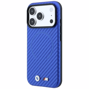 BMW M Carbon Printed Ring MagSafe suojakuori mallille iPhone 17 Pro / 18 Pro – sininen