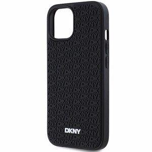 DKNY 3D Rubber Repeat Pattern Suojakuori iPhone 15/14/13:lle - Musta