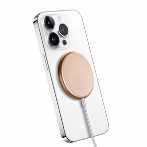 Crong MagSpot alumiininen 15 W magneettinen langaton laturi, MagSafe-yhteensopiva, kullanvärinen