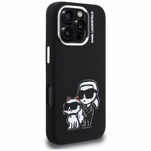 Karl Lagerfeld Silicone Karl&Choupette Sketch MagSafe Case for iPhone 16 Pro - Black