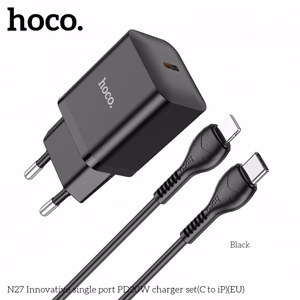 Charger Hoco "N27" Black (PD20W) + "Type-C / Lightning" 100cm cable