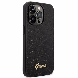 Guess Glitter Script kotelo iPhone 14 Pro:lle - Musta