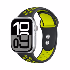 Crong Duo Sport strap for Apple Watch 38 / 40 / 41 / 42 mm, black and lime green