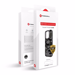 Suojakuori iPhone 16 PLUS:lle Forcell F-Protect Levels Dual Layer 4D MagSafe-yhteensopiva Military Drop-Test black camo