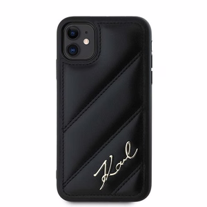 Karl Lagerfeld Diagonal Quilted Script Suojakuori iPhone 11 / Xr:lle - musta